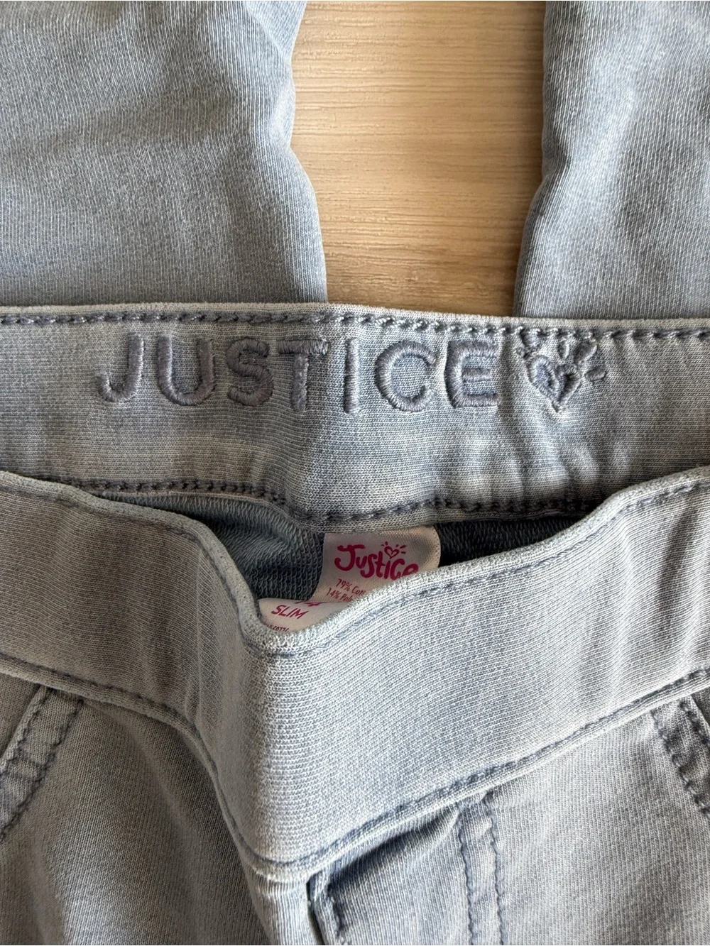 Justice Wide Leg French Terry Jeans Blue Size 14 Slim NWT IN PACKAGE